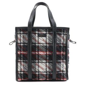 Balenciaga Bazar Convertible Lambswool Tartan Tote